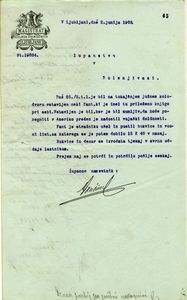 Na uradnem dopisu ljubljanskega magistrata z dne 2. 6. 1903 (glej logotip levo zgoraj) je županov namestnik Vončina uredil zadevo s fantom, ki je hotel oditi v Ameriko, ne da bi zadostil vojaški obveznosti.