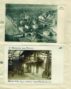 201 - Razglednica mesta Lavis (Trident)
202 - Komen na Krasu, fotografija edine hiše, ki je ostala nepoškodovana, 3.7. 1916