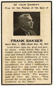 Podobica ob smrti Franka Sakserja, 30. marca 1937.