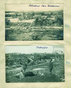 322 - Železniška postaja v San Giovanni di Casarsa, 4, 11. 1917
323 -  Zapuščen vojaški material, Codroipo, 4.11. 1917