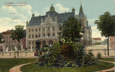Deželni dvorec oz. sedež kranjskega deželnega zbora na Kongresnem trgu (1902), danes sedež ljubljanske univerze.