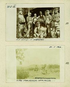 101 - Vojaška kuhinja na Doberdobu, 21.5. 1916
102 - Opazovališče. Poročnik Löbl, zastavnik Küchler, stotnik Peler, 24.5. 1916