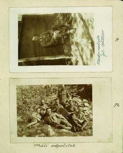 71 - Fotografija nadporočnika pl. Brizzlerja
72 - kratek počitek med boji na Krasu