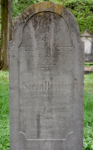 Itt nyugszik
<br />Stern Davidné
<br />szül. Schlesinger Julia
<br />meghalt 1876 ápril hó 26án.
<br />életének 33ik évében.
<br />
<br />Áldás poraidra!