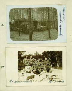 91 - Vojno bivališče, barake v gozdu pri Selu, 23.3. 1916
92 - Opazovališče, 25.3. 1916
